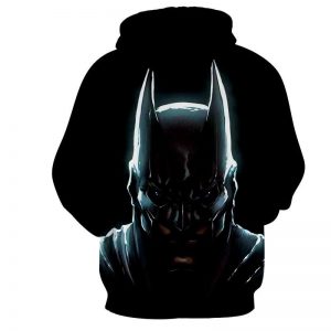 Batman Hero Head Shot On The Dark Full Print Black Hoodie - Superheroes Gears