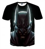 Batman Hero Head Shot On The Dark Full Print Black T-Shirt - Superheroes Gears