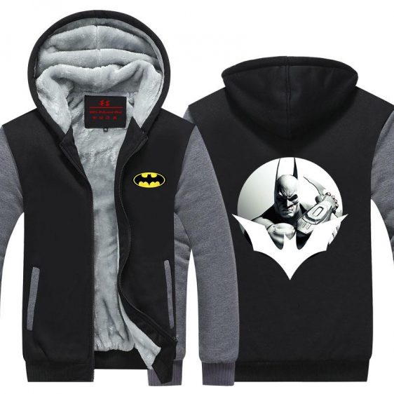 Batman Holding Weapon Super Cool Actor Print Hooded Jacket - Superheroes Gears