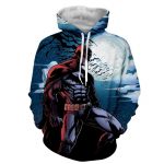 Batman Under The Moon With Bats And Night Blue Sea Hoodie - Superheroes Gears