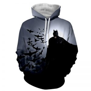Batman With The Bats Silhouette On The Moon Full Print Hoodie - Superheroes Gears