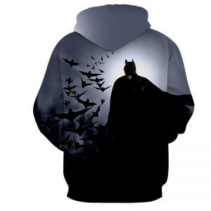 Batman With The Bats Silhouette On The Moon Full Print Hoodie - Superheroes Gears