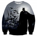 Batman With The Bats Silhouette On The Moon Full Print Sweatshirt - Superheroes Gears