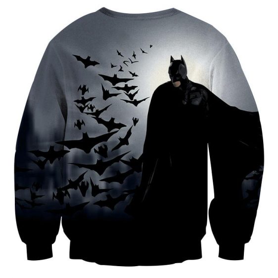 Batman With The Bats Silhouette On The Moon Full Print Sweatshirt - Superheroes Gears