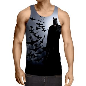 Batman With The Bats Silhouette On The Moon Full Print Tank Top - Superheroes Gears