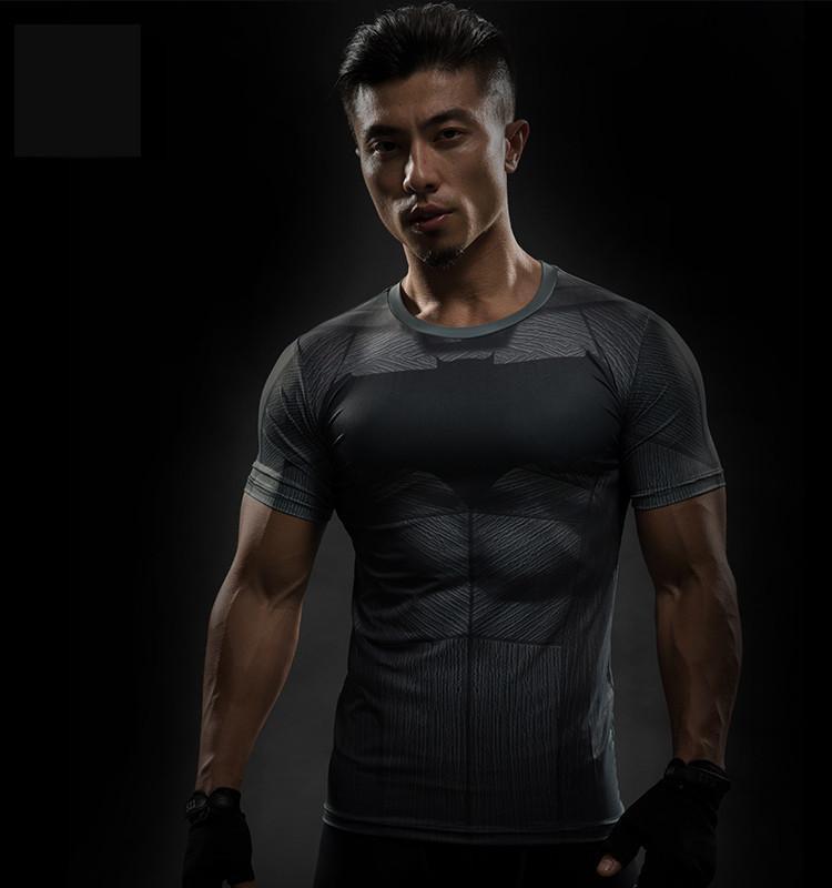 Batman T Shirt Gym Training Motivation Superhero Spiderman Vs Superman MMA Sport 