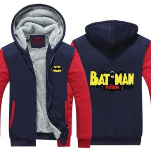 Batman and Robin Flying Yellow Letters Cool Hooded Jacket - Superheroes Gears