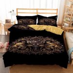 Black Panther Ancient Gold Lining Symbol Black Bedding Set
