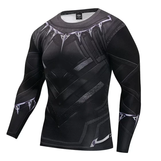 Black Panther Civil War Long Sleeves Athletic Compression T-shirt