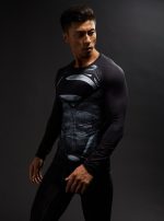 Black Superman Cool 3D Printed Compression Long Sleeves Gym T-shirt - Superheroes Gears