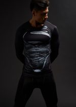 Black Superman Cool 3D Printed Compression Long Sleeves Gym T-shirt - Superheroes Gears