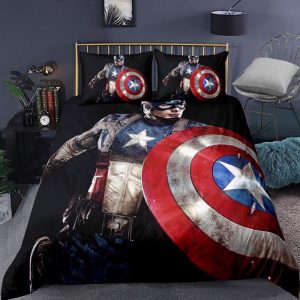 Bruised Captain America Vibranium Shield Black Bedding Set