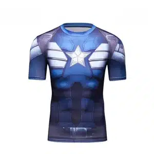 Captain America Superhero Inspired Compression Short Sleeves Gym T-shirt