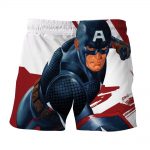 Captain America 3D Realistic Print On White Boardshorts