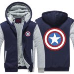 Captain America Classic Shield Symbol Print Hooded Jacket - Superheroes Gears