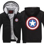Captain America Classic Shield Symbol Print Hooded Jacket - Superheroes Gears