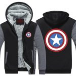 Captain America Classic Shield Symbol Print Hooded Jacket - Superheroes Gears