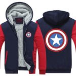 Captain America Classic Shield Symbol Print Hooded Jacket - Superheroes Gears
