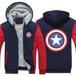 Captain America Classic Shield Symbol Print Hooded Jacket - Superheroes Gears