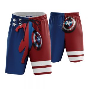 Captain America Shield Red Blue Boardshorts Swim Trunks - Superheroes Gears