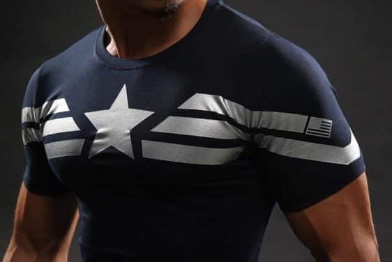 Captain America Winter Soldier Compression 3D Short Sleeves T-Shirt - Superheroes Gears