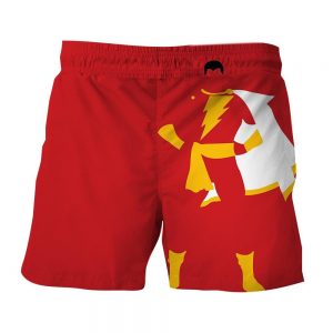 Captain Marvel Shazam Superhero Simple Minimalist Red Short