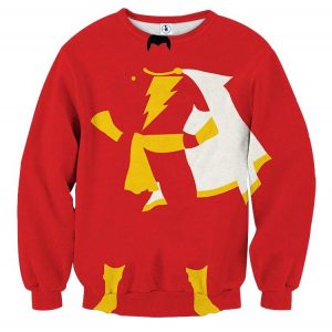 Captain Marvel Shazam Superhero Simple Minimalist Red Sweatshirt
