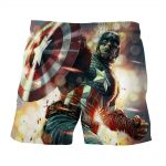 Cartoonized Captain America On Glowing Background Boardshorts