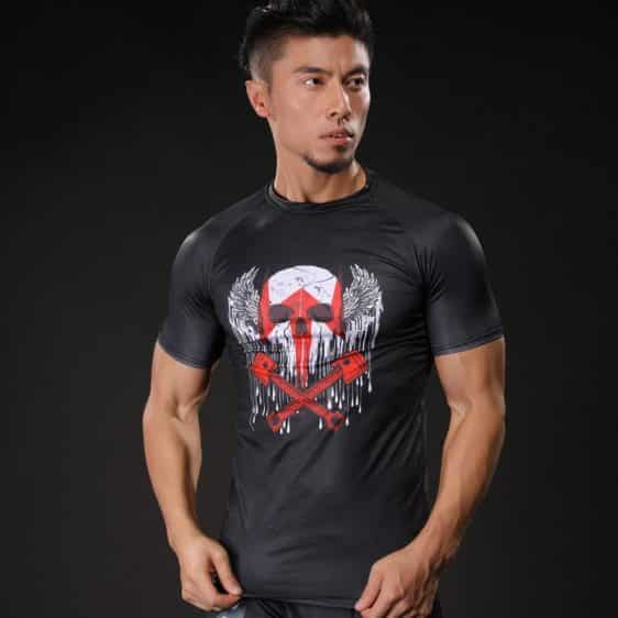 Civil War Villain Crossbones Symbol Compression Short Sleeves Gym T-shirt - Superheroes Gears