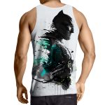 Cool Paint Art Design Batman Print On White Tank Top - Superheroes Gears