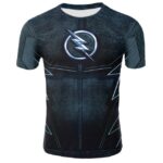 DC Flash Logo In Grey Featuring Compression Short Sleeves Gym T-shirt