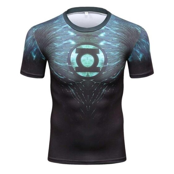 DC Green Lantern Symbol Inspired Compression Short Sleeves Slim Fit T-shirt