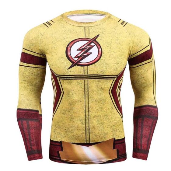 DC The Flash Inspired Design Work Out Compression Long Sleeves T-shirt