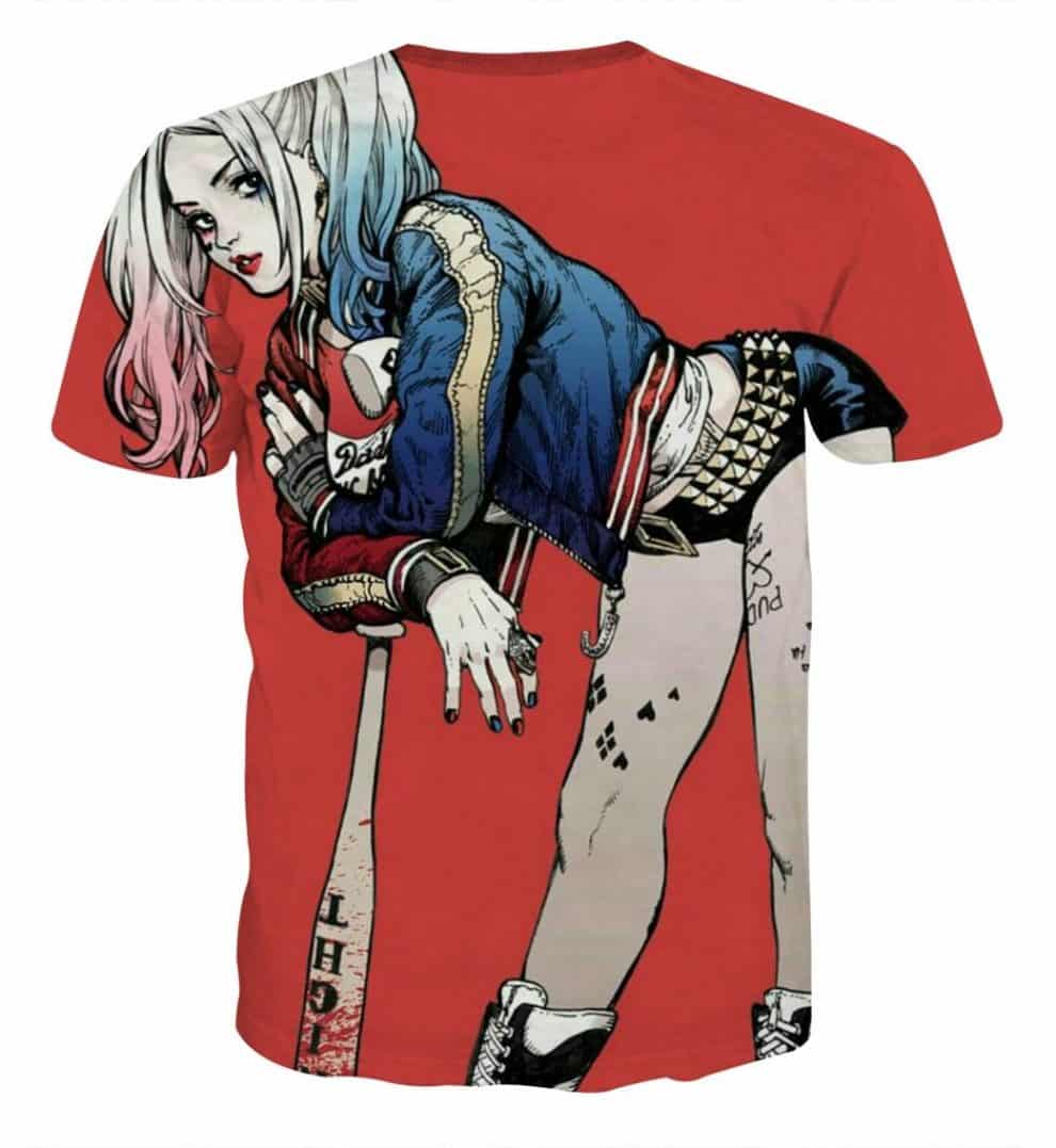 DC Comics Harley Quinn Wearing Jacket On Red Tshirt