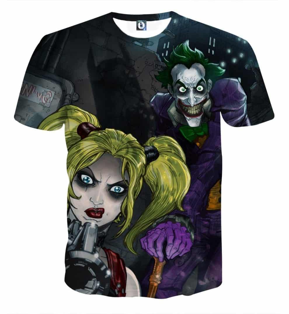 DC Comics Joker Harley Quinn Attacked On Dark T-shirt