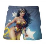 DC Comics Sexy Wonder Woman Golden Lasso Light Blue Boardshorts