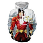 DC Comics Superhero Shazam Stylish White Hoodie