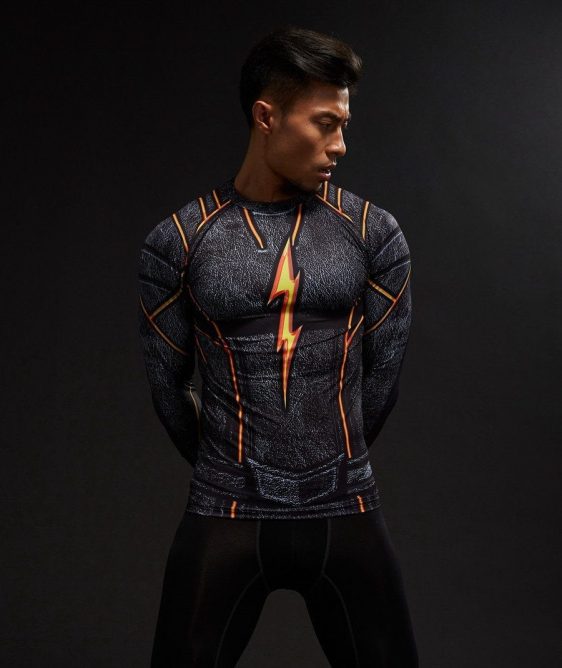 DC Flash Inspired 3D Printed Compression Raglan Long Sleeves T-shirt - Superheroes Gears