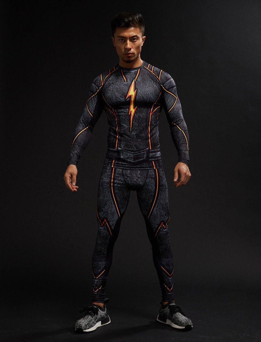 DC Flash Inspired 3D Printed Compression Raglan Long Sleeves T-shirt - Superheroes Gears