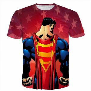 DC Hero Superman Cape Symbol USA Flag Cartoon Theme T-Shirt - Superheroes Gears