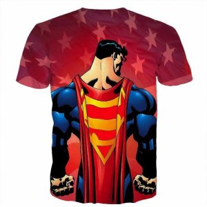 DC Hero Superman Cape Symbol USA Flag Cartoon Theme T-Shirt - Superheroes Gears