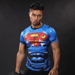 DC Superman Lively Bright Blue Compression Short Sleeves Running T-shirt - Superheroes Gears