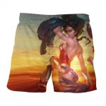 Daring Wonder Woman 3D Animated Print On Sunset Pose Boardshorts