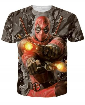 Deadpool Dual Pistol Marvel Anti-Hero Theme Vibrant Design T-Shirt - Superheroes Gears