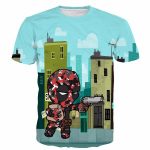 Deadpool Marvel Anti Hero Chibi Style Gun Shoot Funny T-Shirt - Superheroes Gears