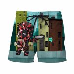 Deadpool Marvel Anti Hero Chibi Style Gun Shoot Funny Trending Design Shorts - Superheroes Gears