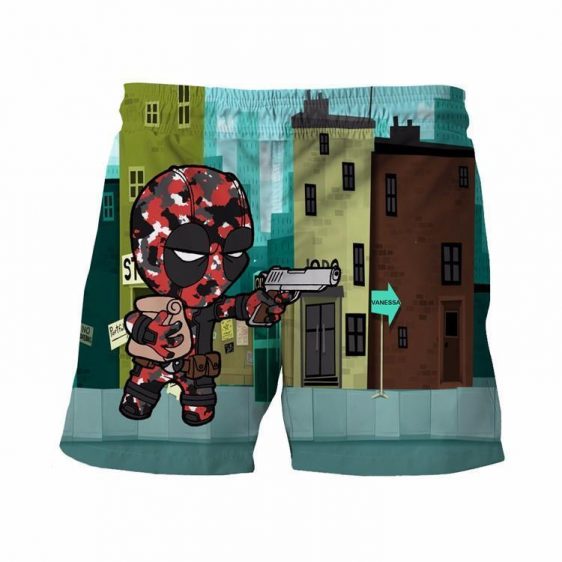 Deadpool Marvel Anti Hero Chibi Style Gun Shoot Funny Trending Design Shorts - Superheroes Gears