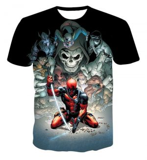 Deadpool Marvel Hero Sword Bullet Death Villain Cartoon T-Shirt - Superheroes Gears