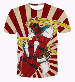 Deadpool Marvel Sailor Moon Theme Funny Design Theme T-Shirt - Superheroes Gears