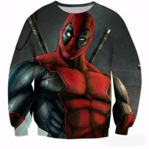 Deadpool Marvel Universe Anti Hero Muscular Dual Swords Design Sweatshirt - Superheroes Gears